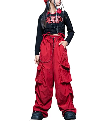 Amazon | 子供ジャズダンス衣装 ワインレッド 2点セット